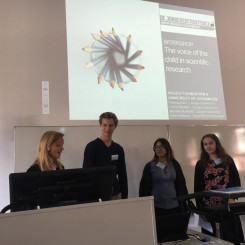 Helen Bouma and young people from the Dutch Youth Taskforce presenting why, when, and how children should participate in research
